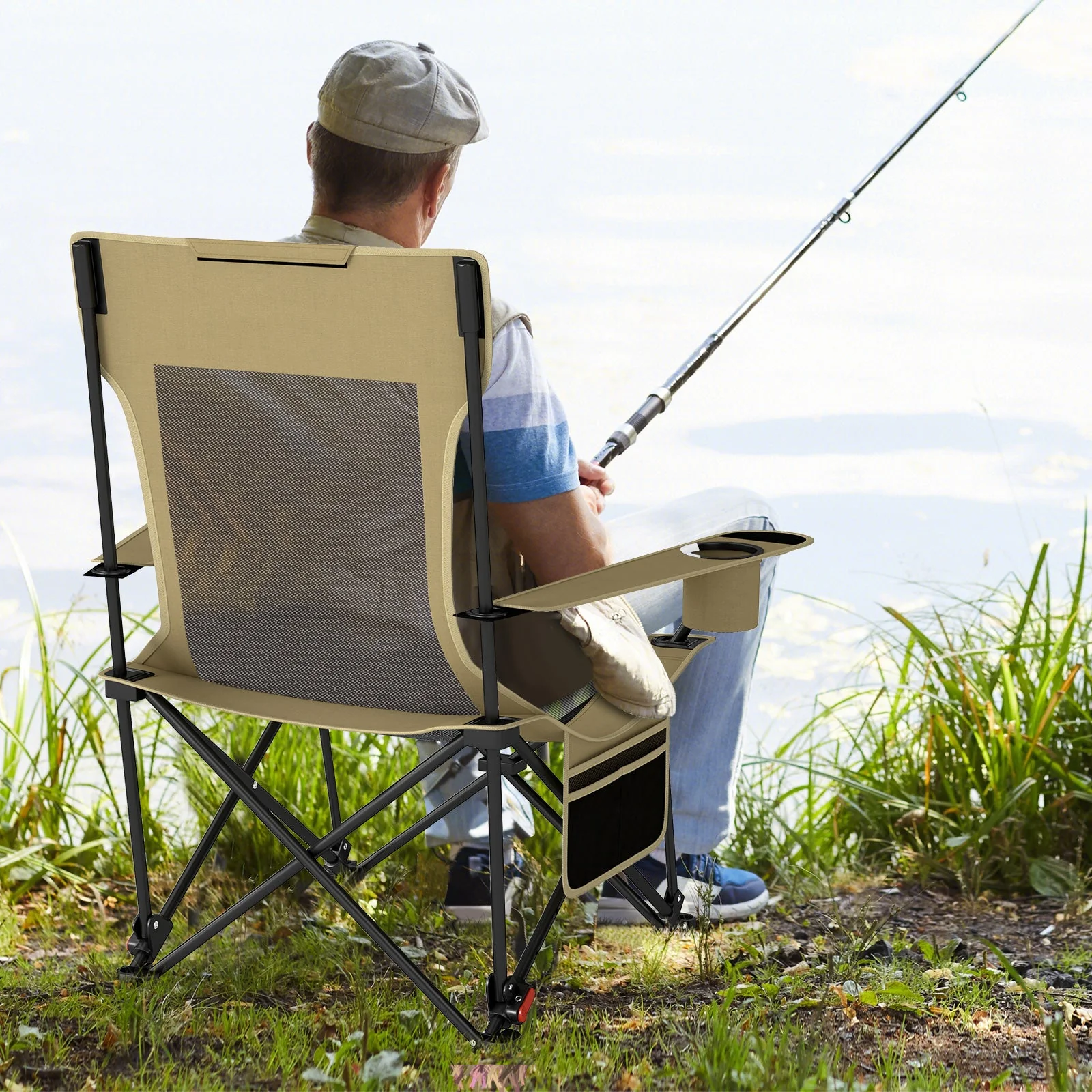 Reclining Camping Chair with Removable Footrest and Adjustable Backrest - Image 2