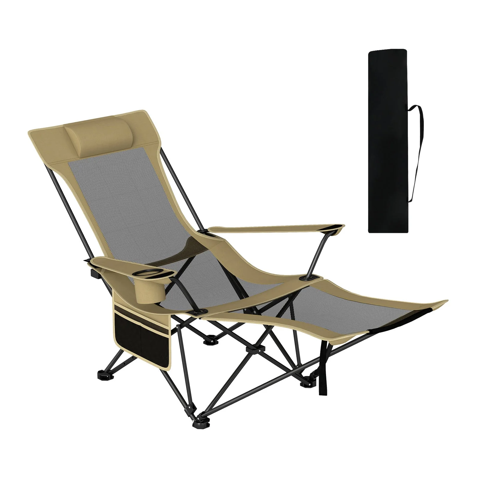 Reclining Camping Chair with Removable Footrest and Adjustable Backrest - Image 4