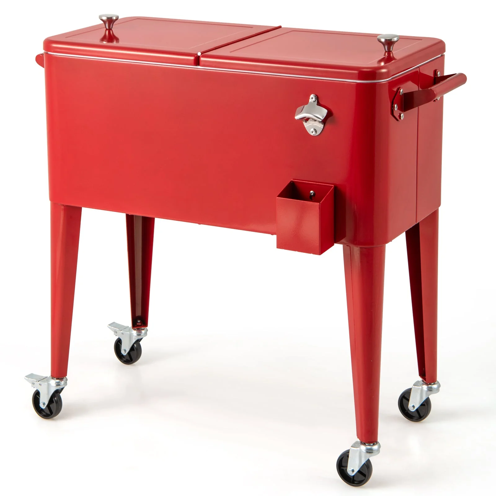 Red Portable Outdoor Patio Cooler Cart - Image 3
