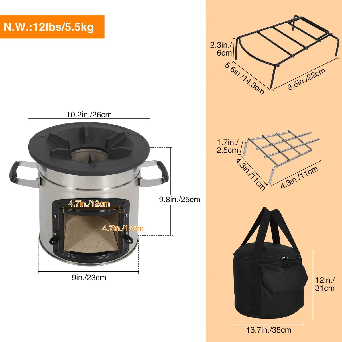 Redcamp Portable Rocket Stove for Camping - Image 13
