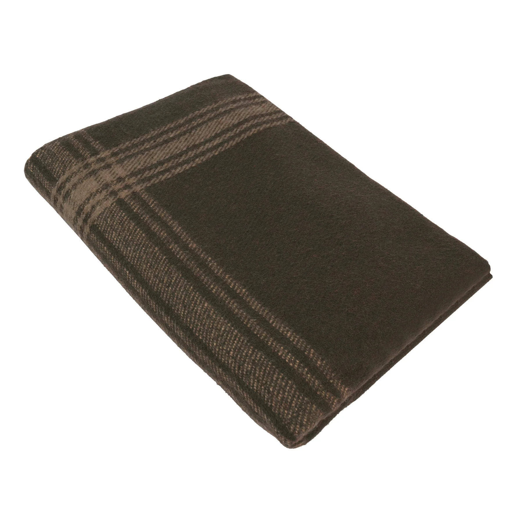 Rothco Striped Outdoor Wool Blanket Brown / Tan - Image 2