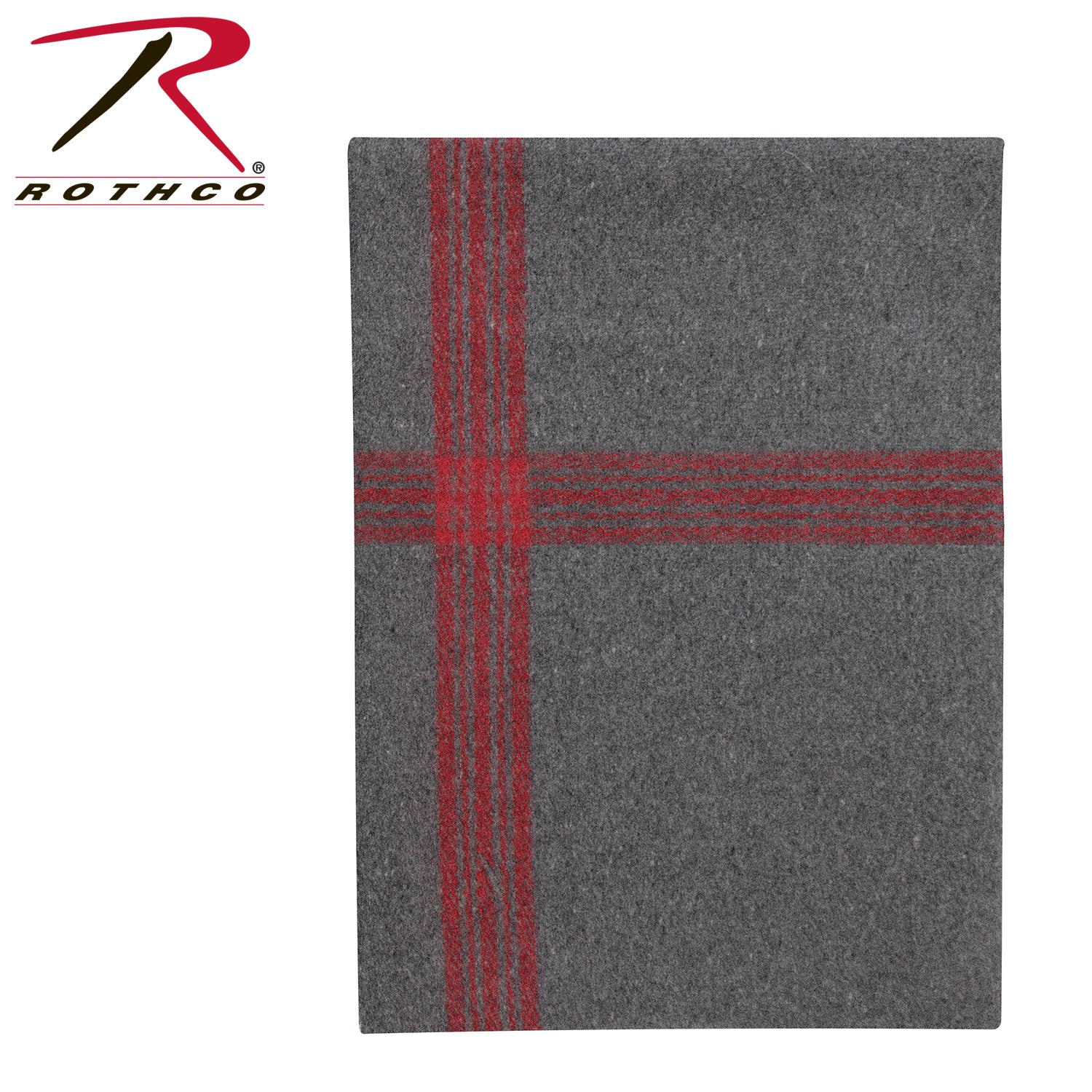 Rothco Striped Outdoor Wool Blanket Grey / Red Size One Size - Image 2