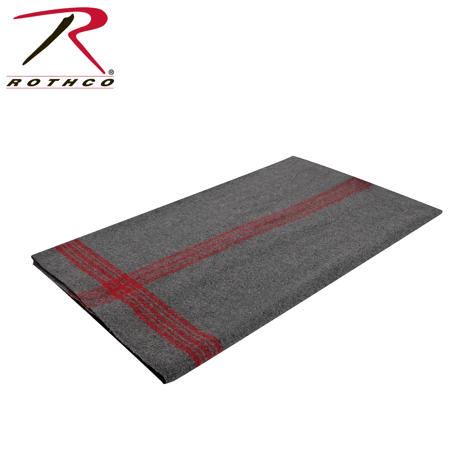 Rothco Striped Outdoor Wool Blanket Grey / Red Size One Size - Image 3