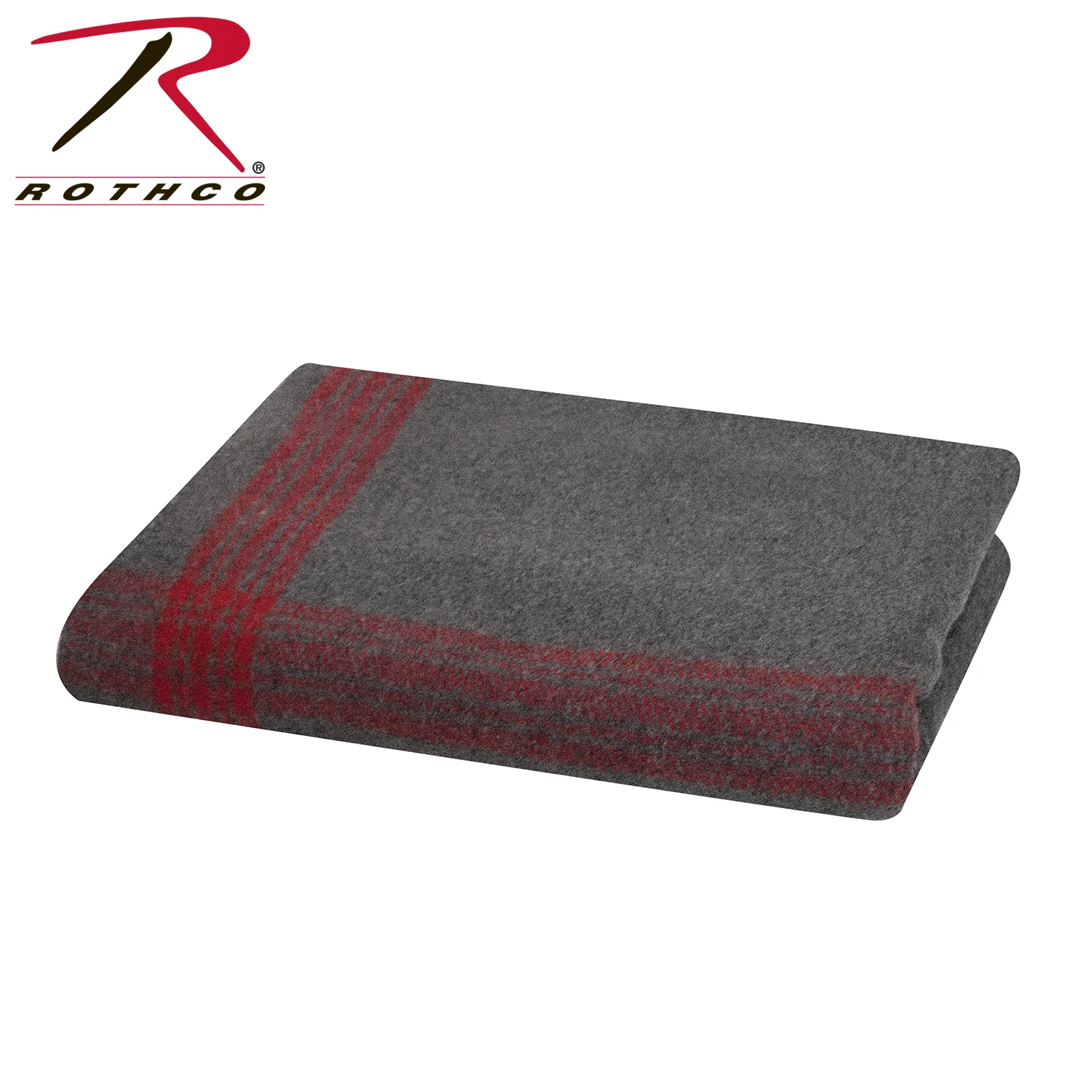Rothco Striped Outdoor Wool Blanket Grey / Red Size One Size - Image 4