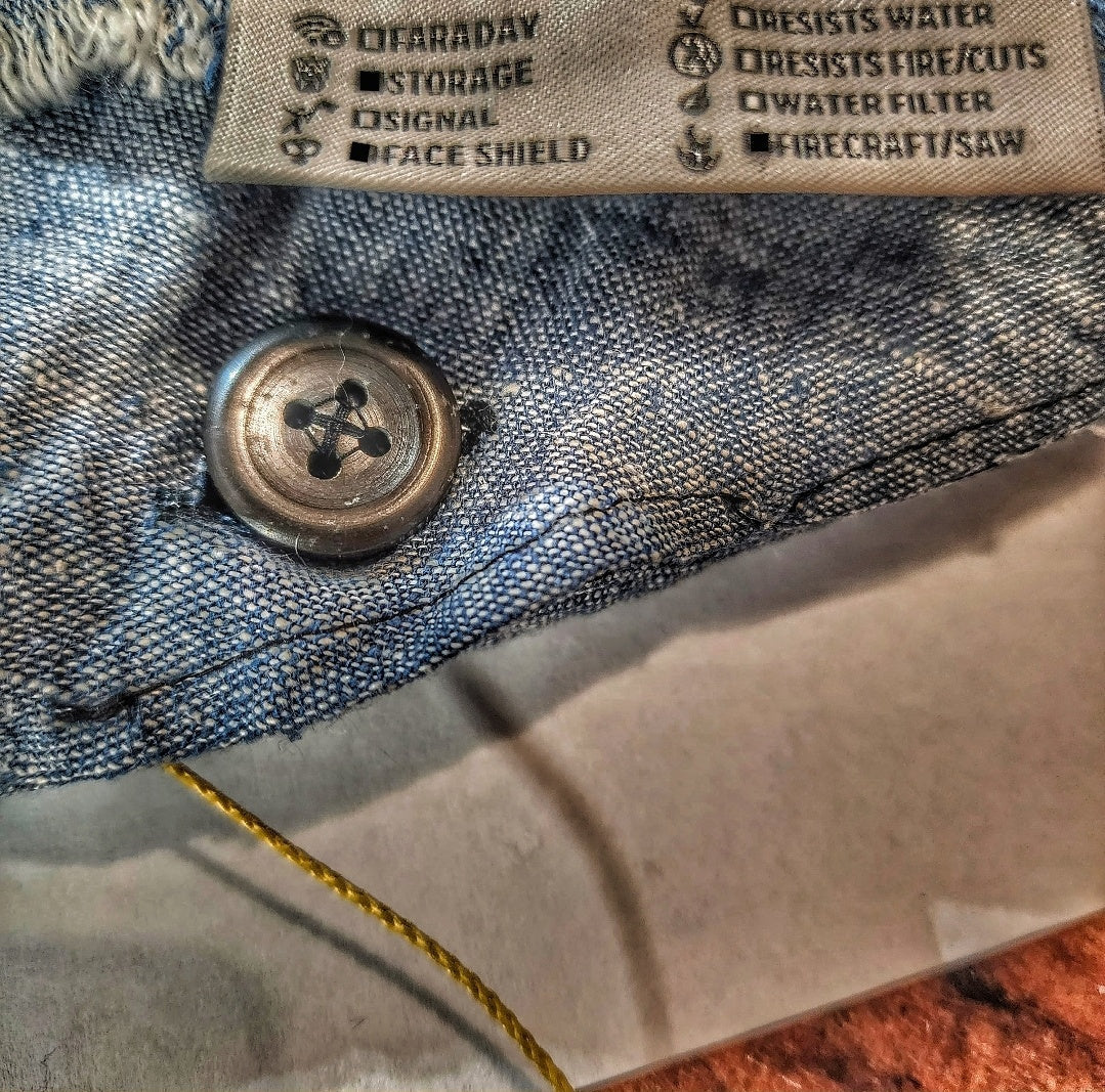 Saw Shemagh: Firestarter sewn button, built-in Kevlar Utility Saw, Fire Tinder border. - Image 30