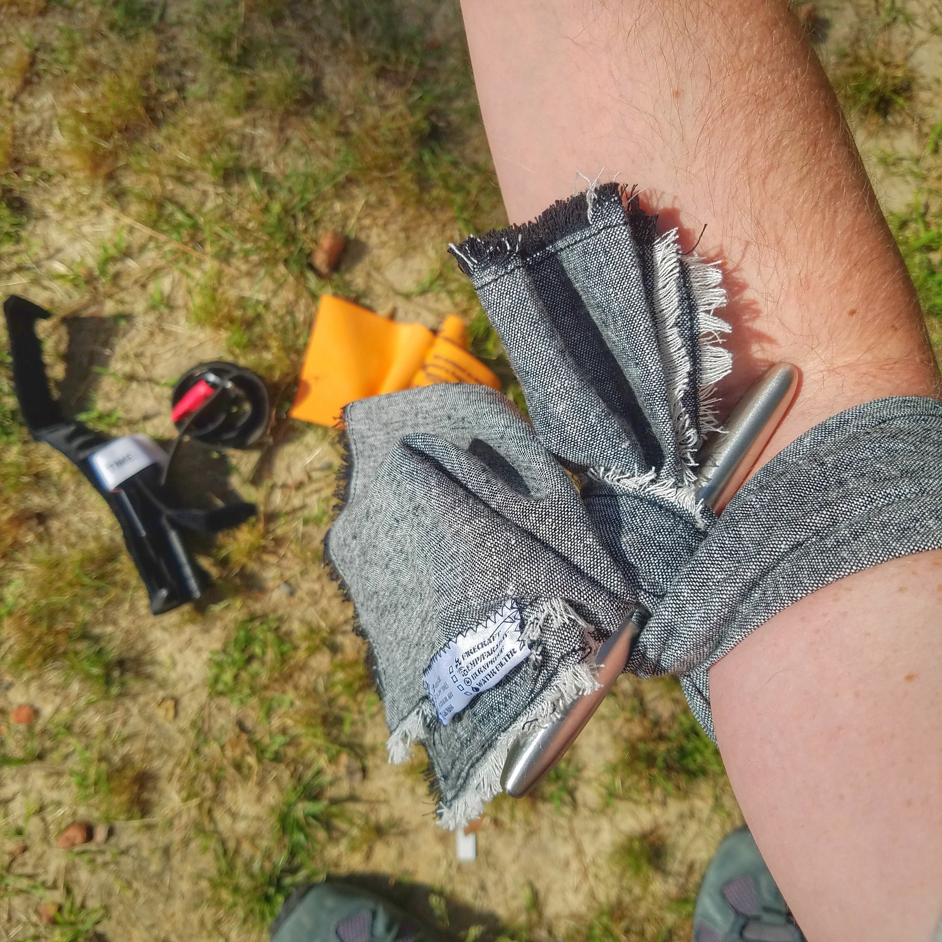 Saw Shemagh: Firestarter sewn button, built-in Kevlar Utility Saw, Fire Tinder border. - Image 8