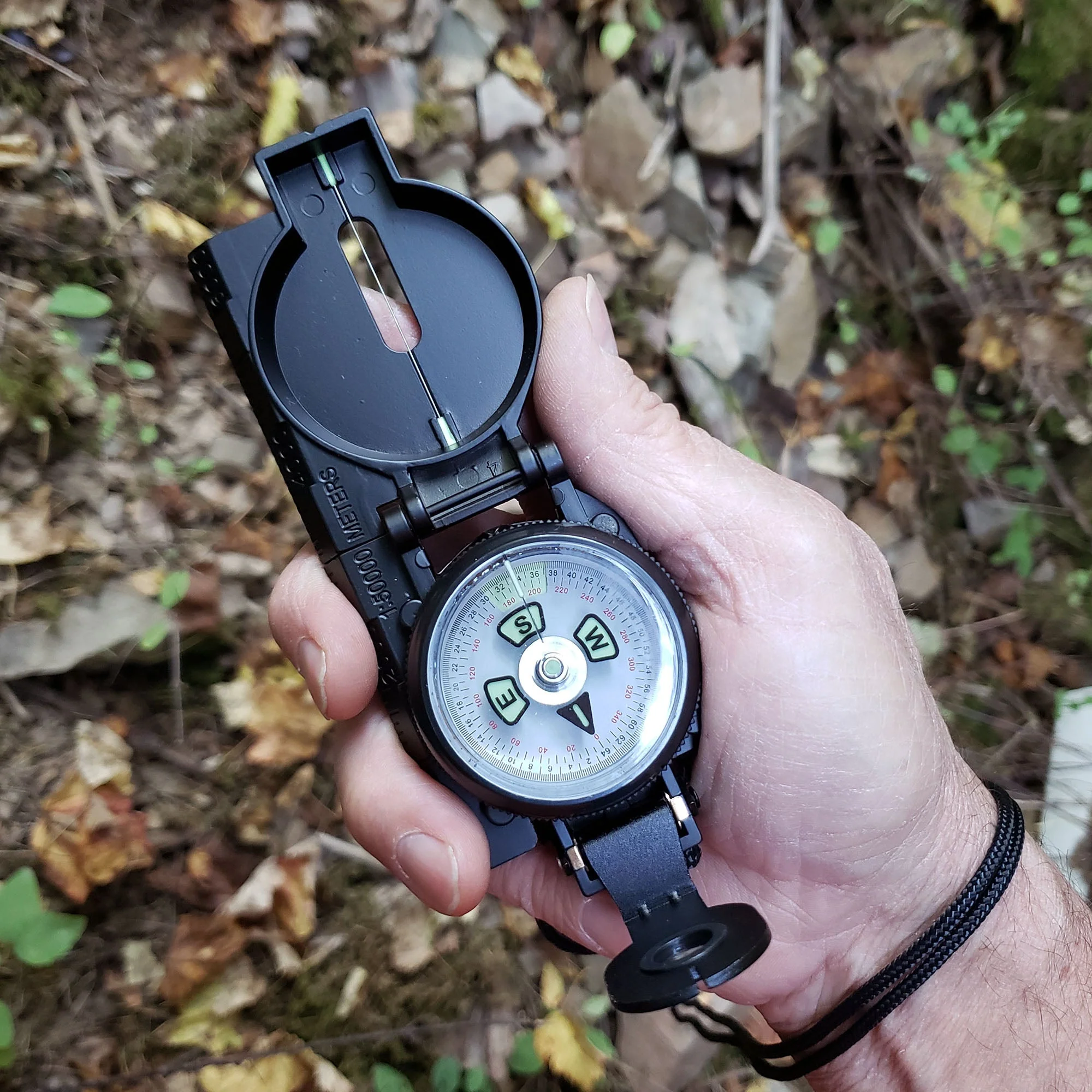 Scout™ Lensatic Compass - Traditional Phosphorescent Military Style - Black - Image 2