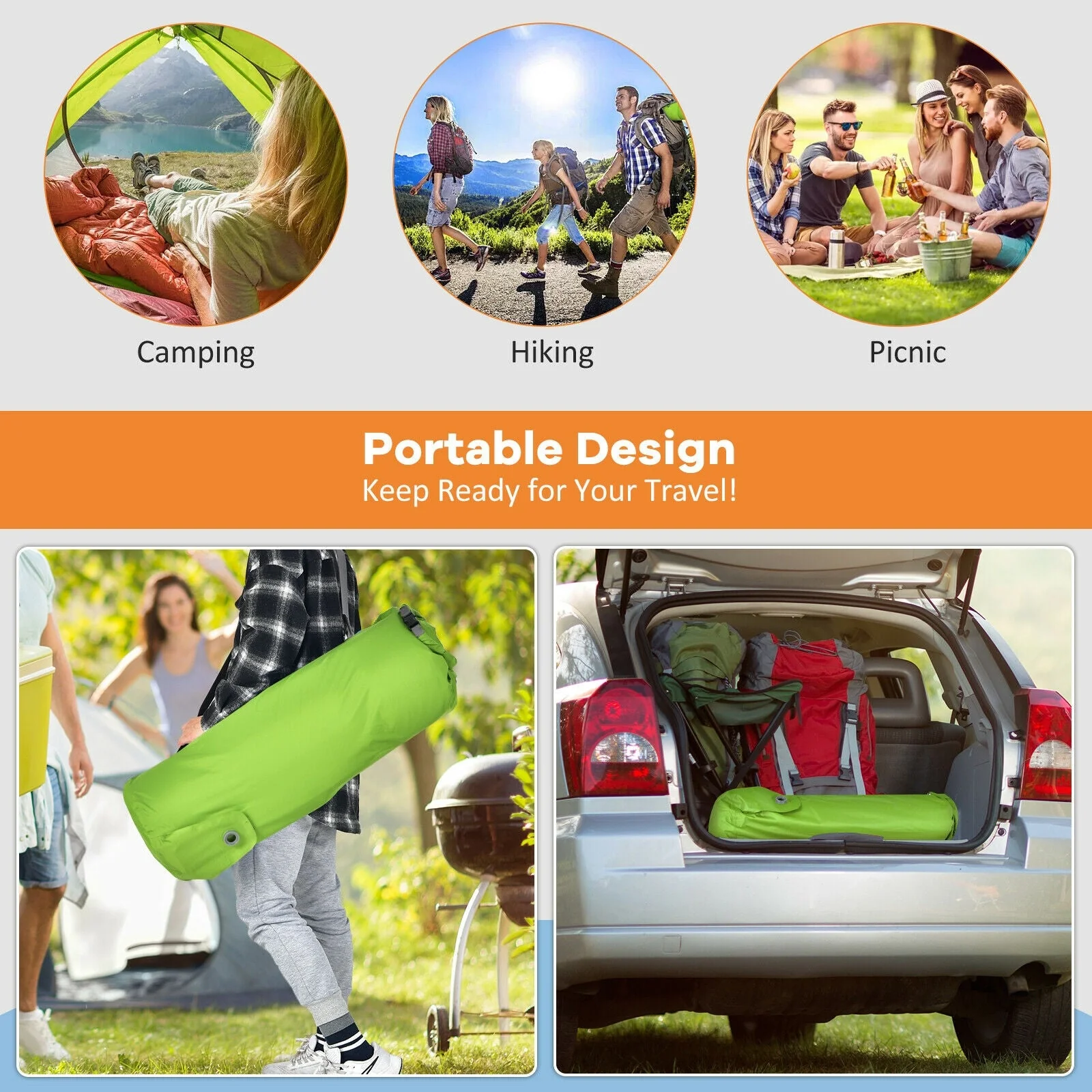 Self Inflating Folding Camping Sleeping Mattress with Carrying Bag - Image 14