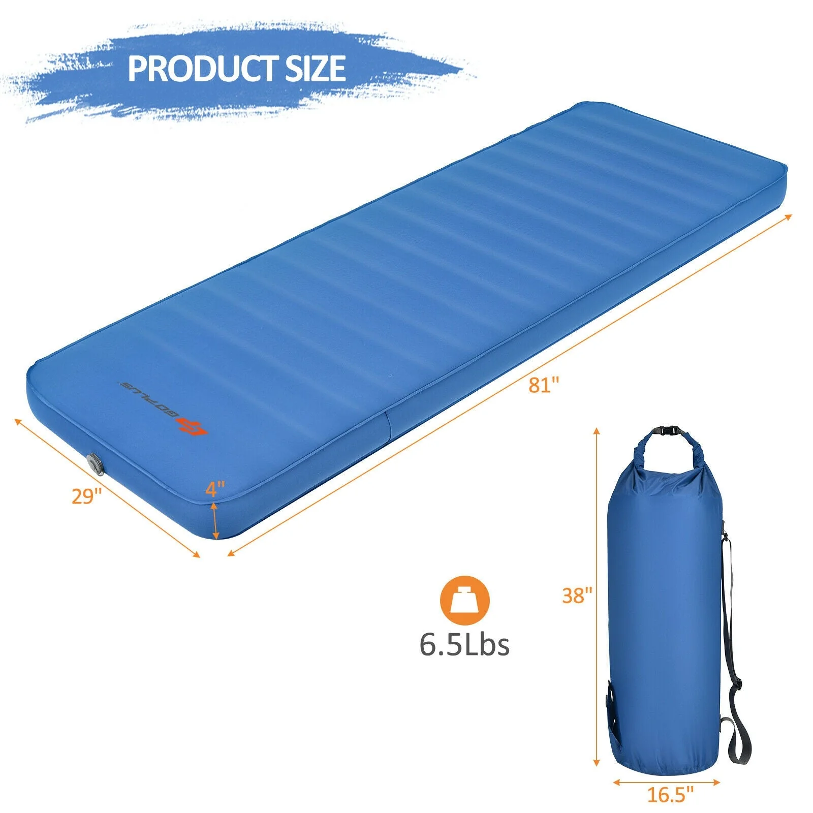 Self Inflating Folding Camping Sleeping Mattress with Carrying Bag - Image 5