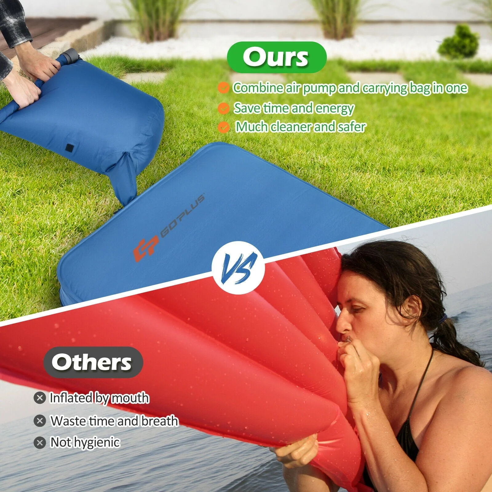 Self Inflating Folding Camping Sleeping Mattress with Carrying Bag - Image 7