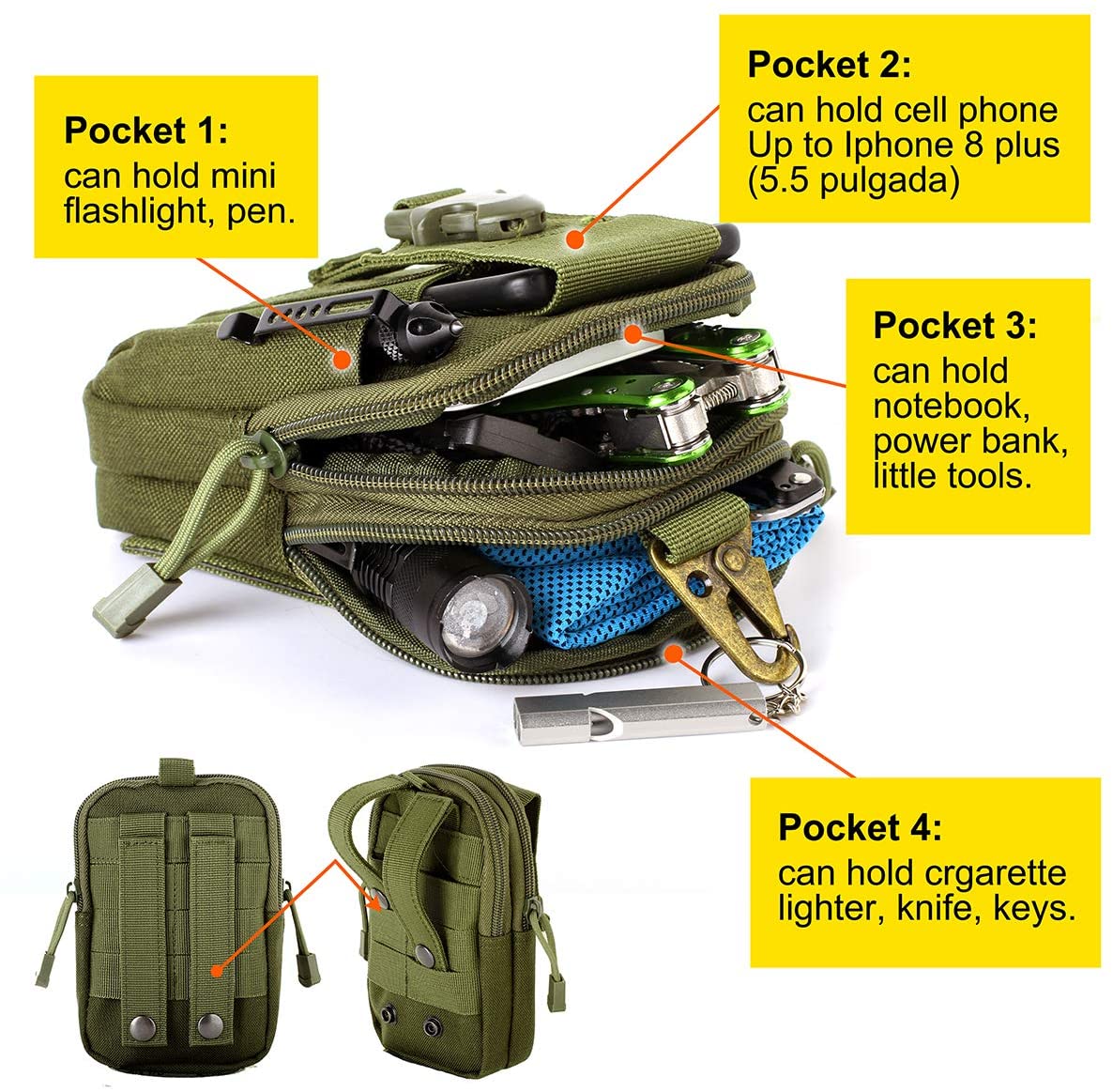 Small Personal Gear Molle pouch with pockets - Image 2