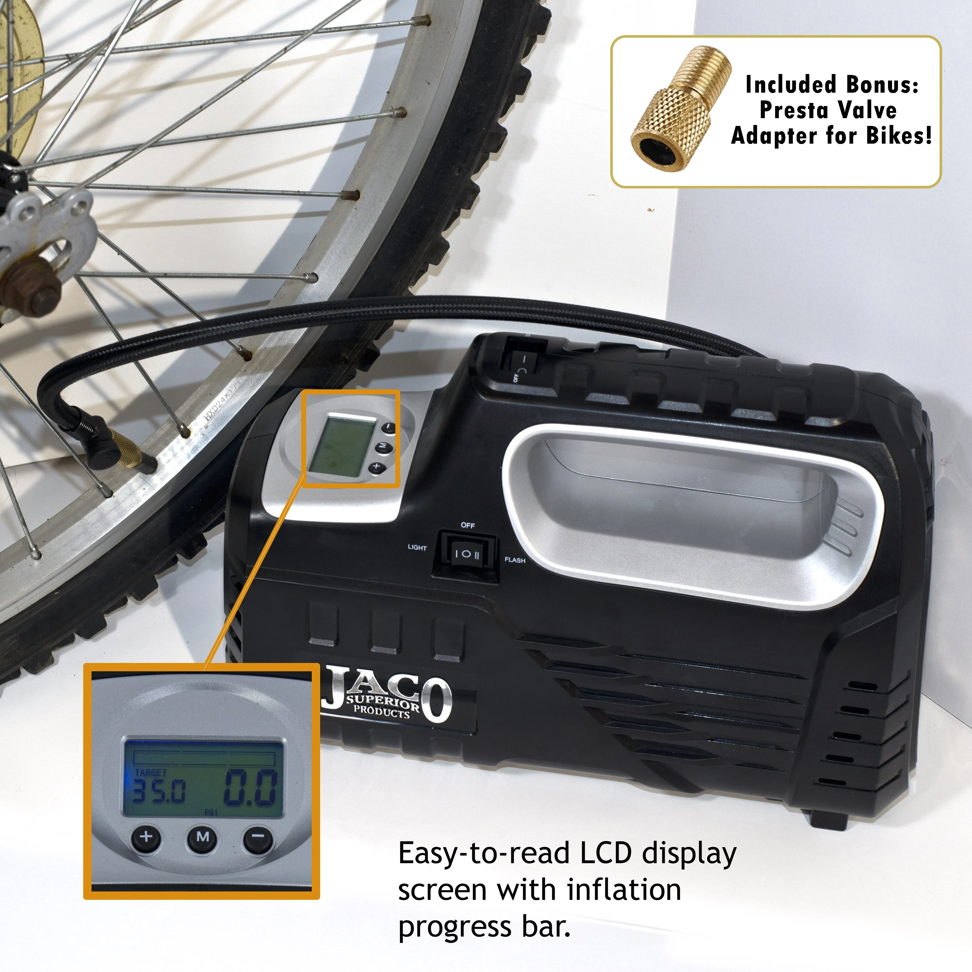 SmartPro™ 2.0 Digital Tire Inflator (AC/DC) - Automatic Portable Air Compressor - 100 PSI - Image 4
