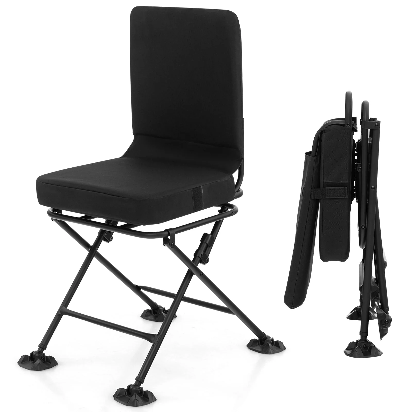 Swivel Folding Chair with Backrest and Padded Cushion - Image 12