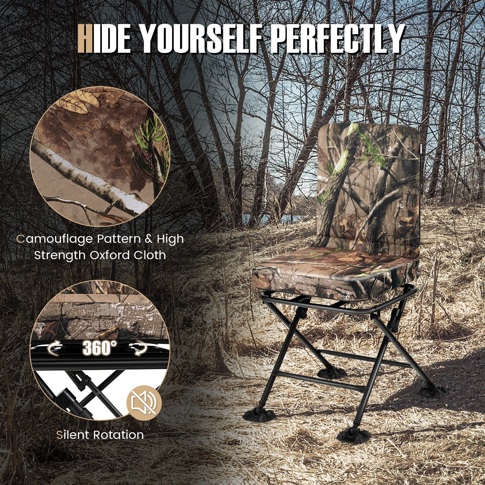 Swivel Folding Chair with Backrest and Padded Cushion - Image 7