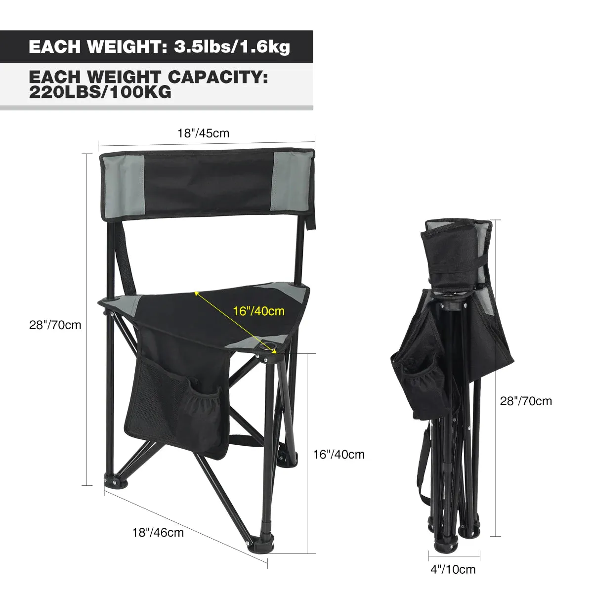 Tripod Camping Chair 2-Pack - Image 3