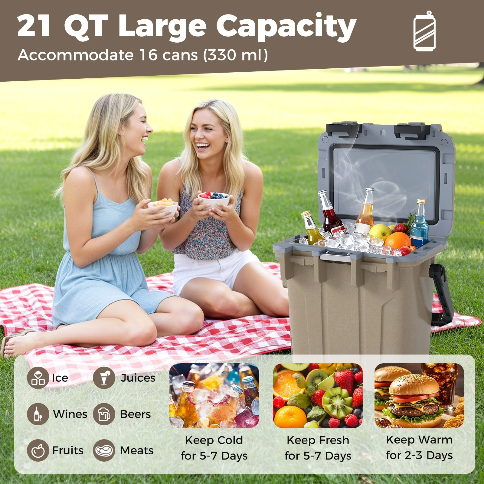 Ultra-Light Injection Molded Cooler 21 QT Hard Ice Chest - Image 8