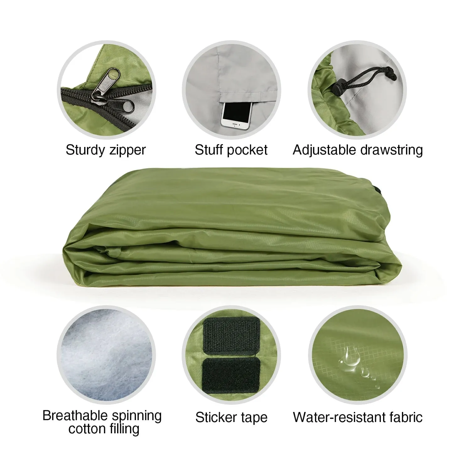 Ultralight Camping Sleeping Bag for Warm Weather,Green Blue Black Navy Blue - Image 5