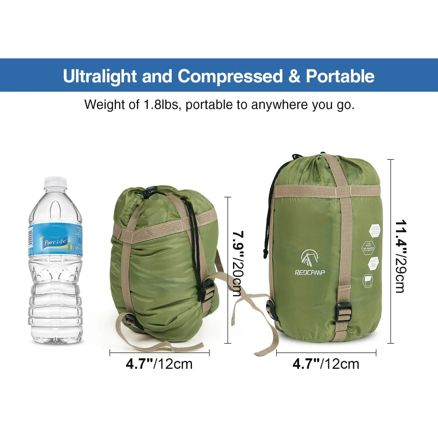 Ultralight Camping Sleeping Bag for Warm Weather,Green Blue Black Navy Blue - Image 6