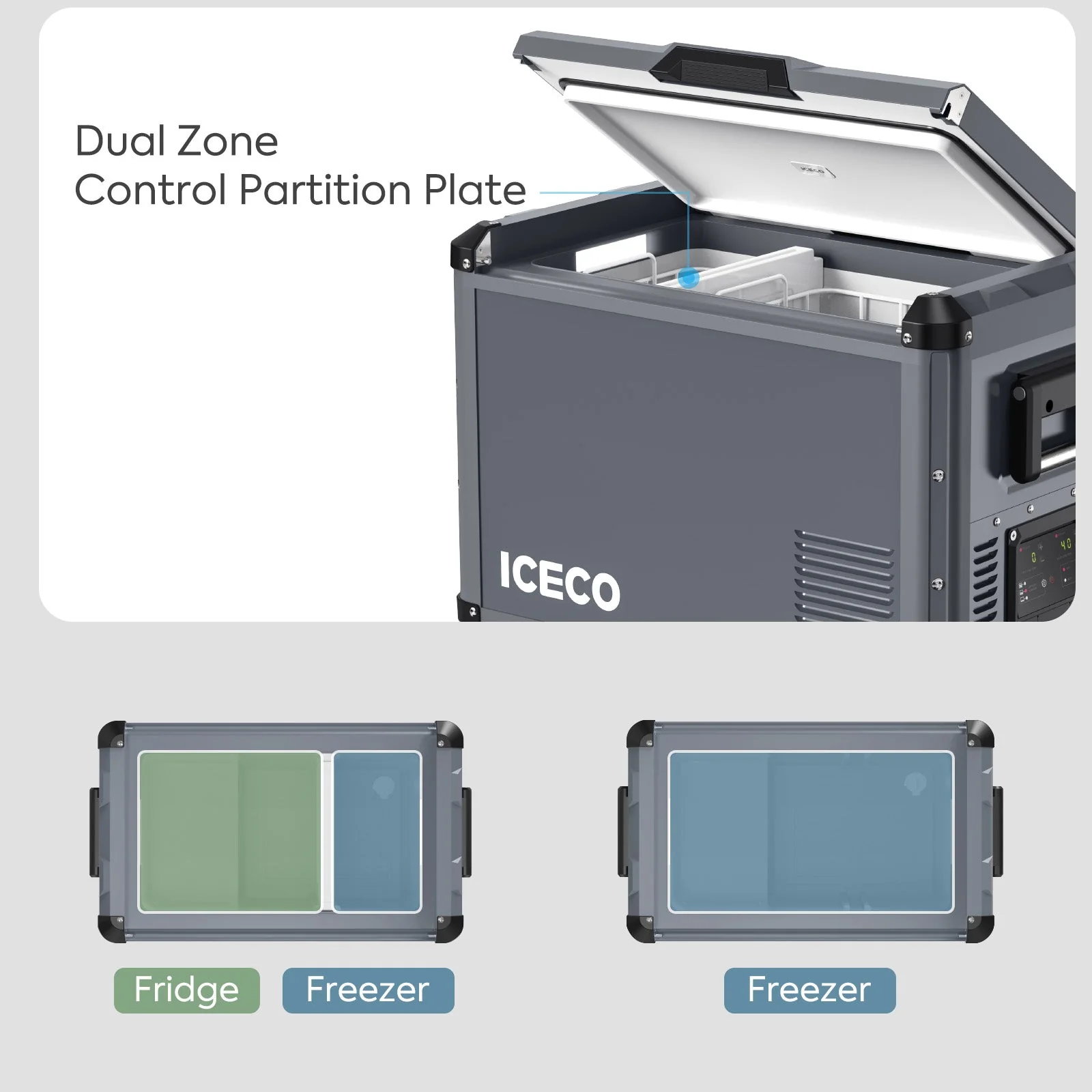 VL45ProD Dual Zone Portable Freezer - Gray | ICECO - Image 6
