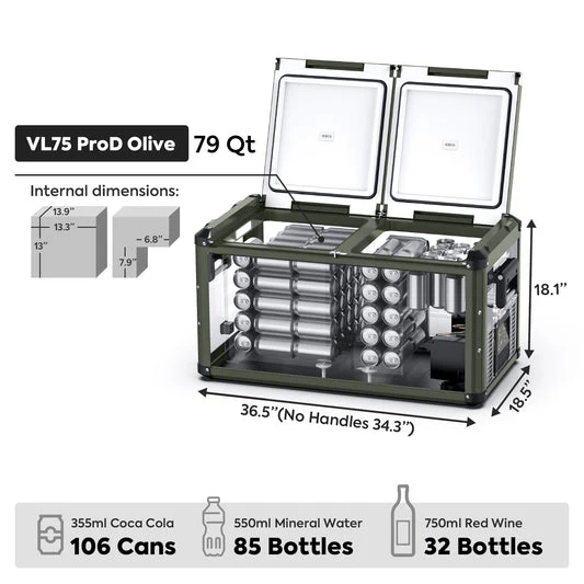VL75ProD Olive 12V Heavy Duty Fridge Freezer | ICECO | 75 LT - Image 7