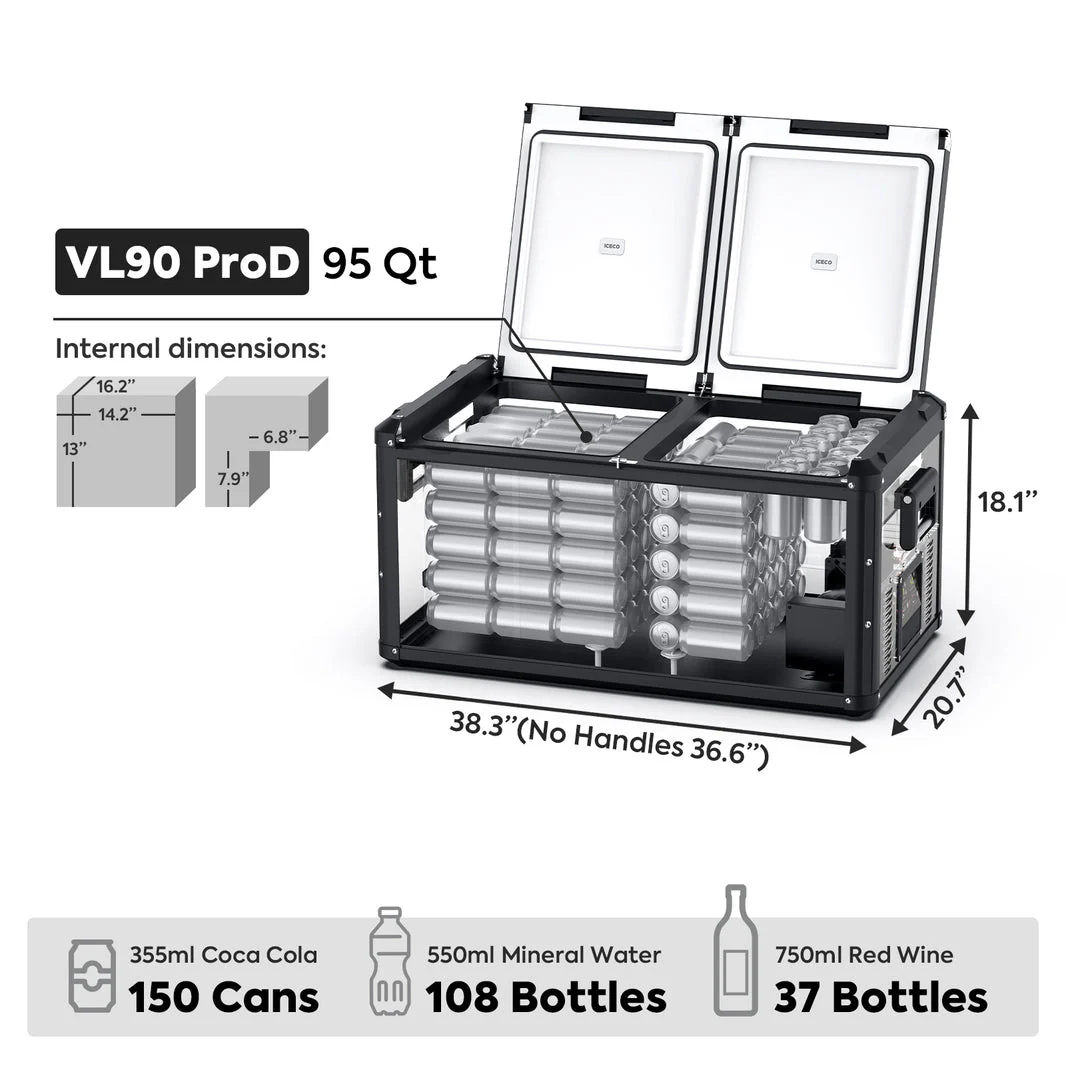 VL90ProD Dual Zone RV 12 volt Fridge Plug in Cooler | ICECO | 90 LT - Image 4
