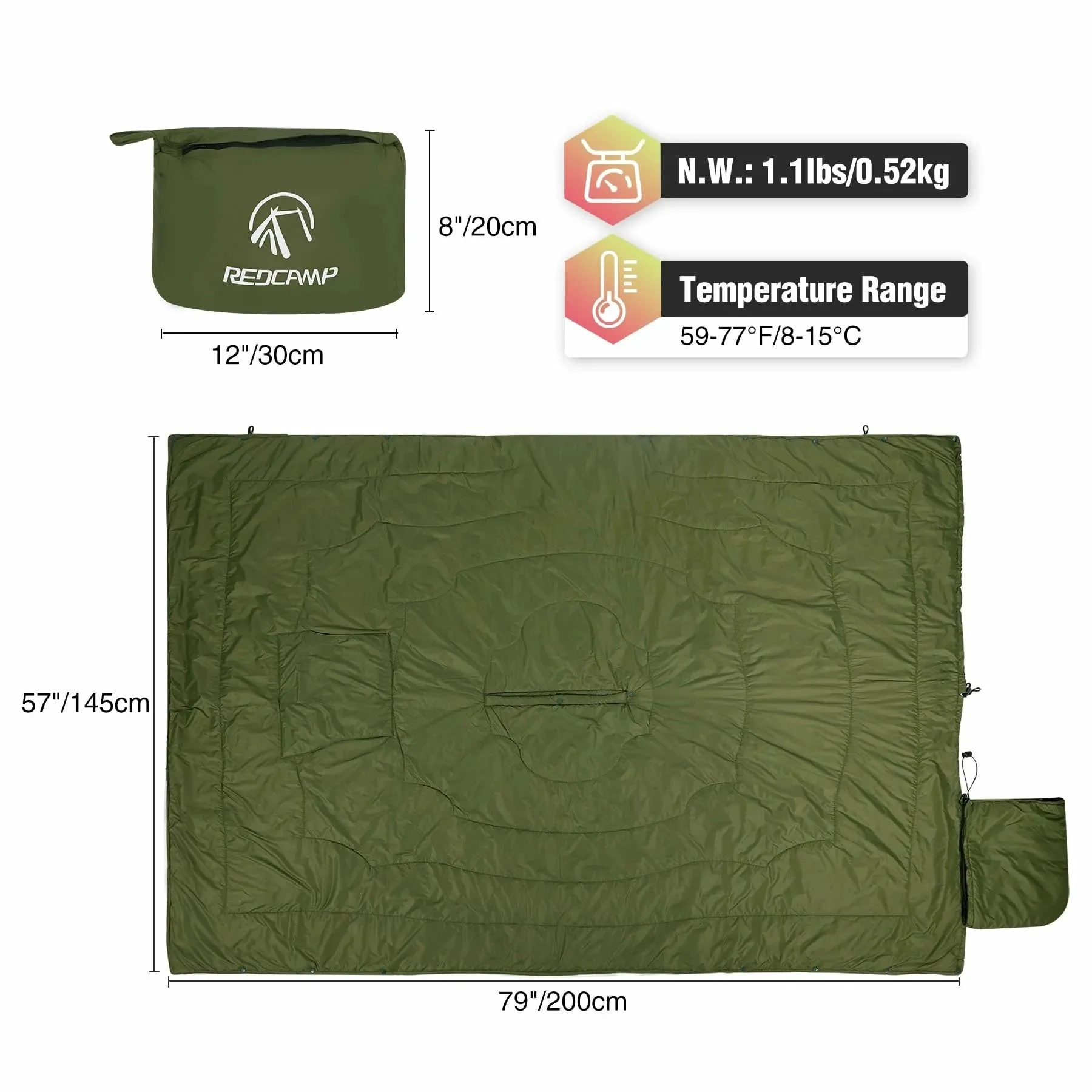 Wearable Waterproof Camping Blanket with Hood - Image 3