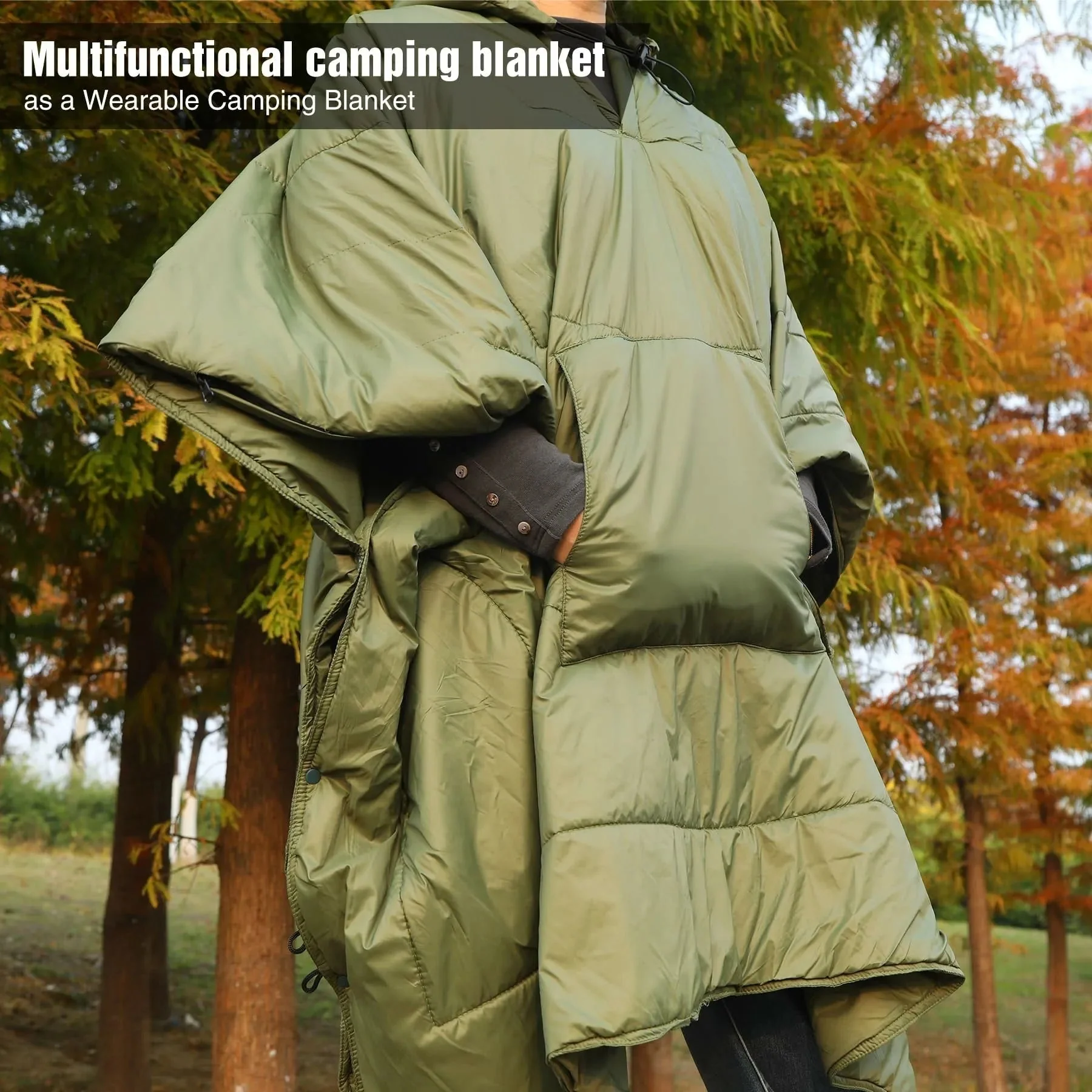 Wearable Waterproof Camping Blanket with Hood - Image 8