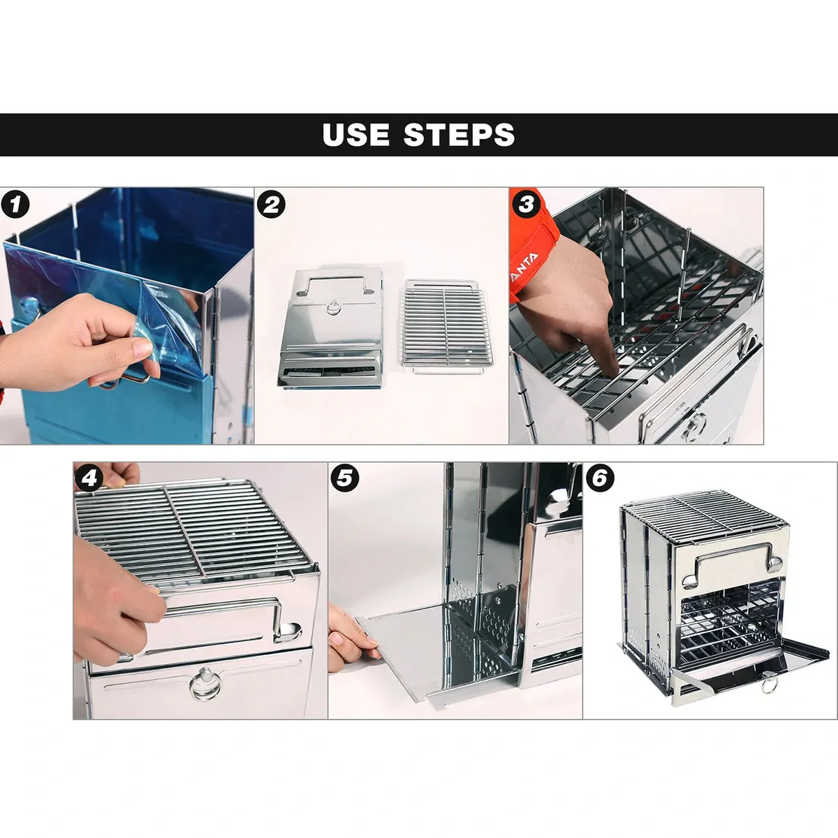 Wood Burning Camping Stove Folding with Pot Stand - Image 10
