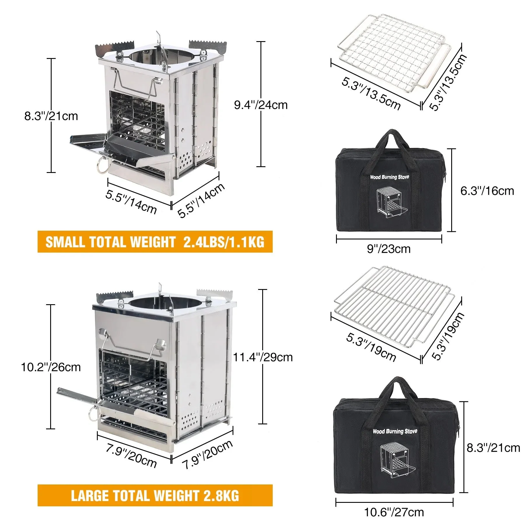 Wood Burning Camping Stove Folding with Pot Stand - Image 16