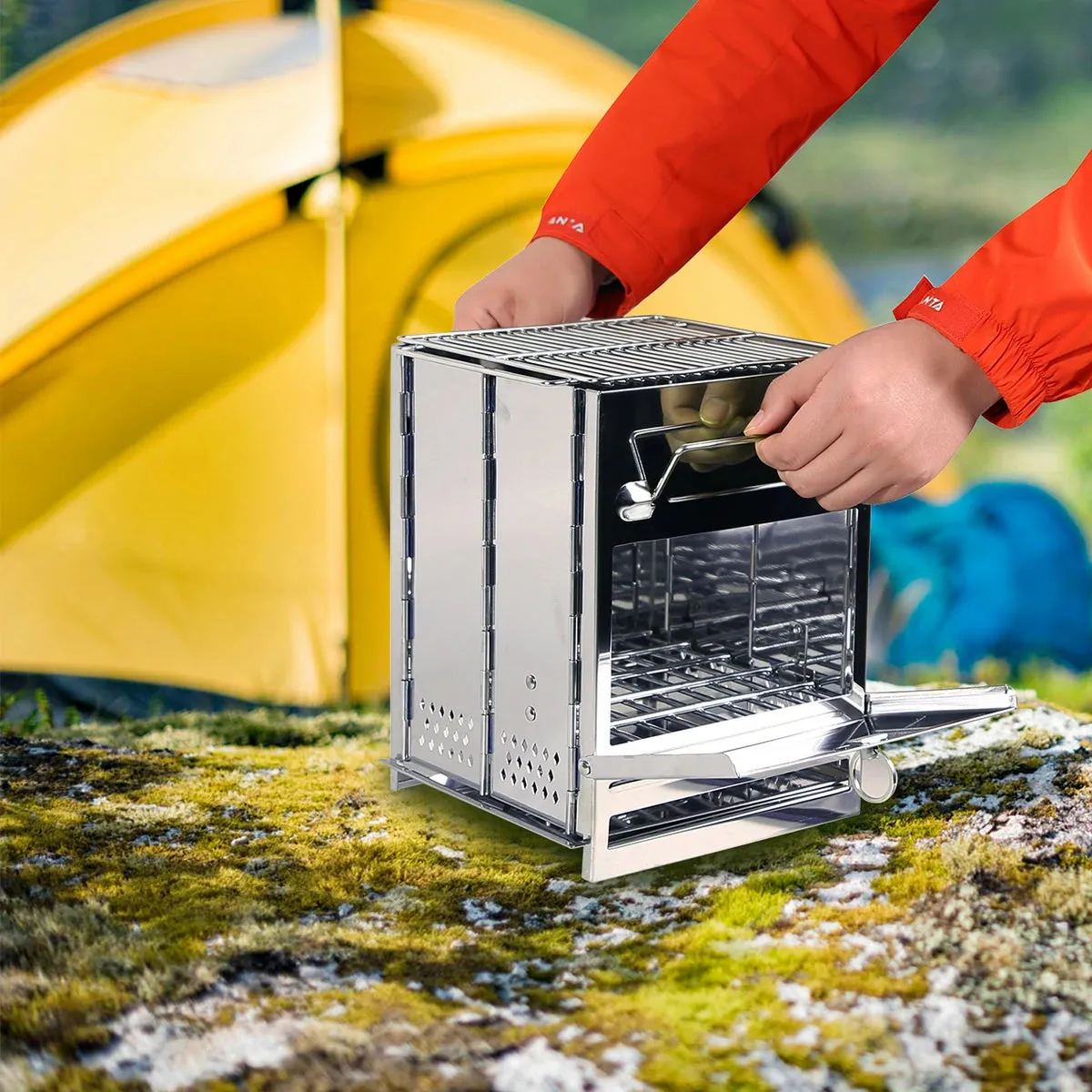 Wood Burning Camping Stove Folding with Pot Stand - Image 3