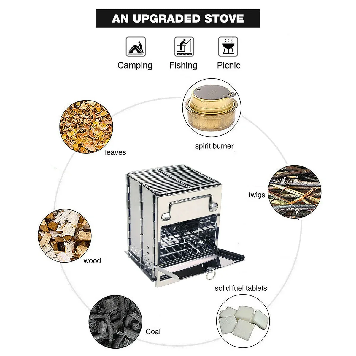 Wood Burning Camping Stove Folding with Pot Stand - Image 8