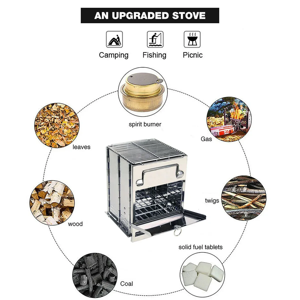Wood Burning Camping Stove Folding with Pot Stand - Image 9