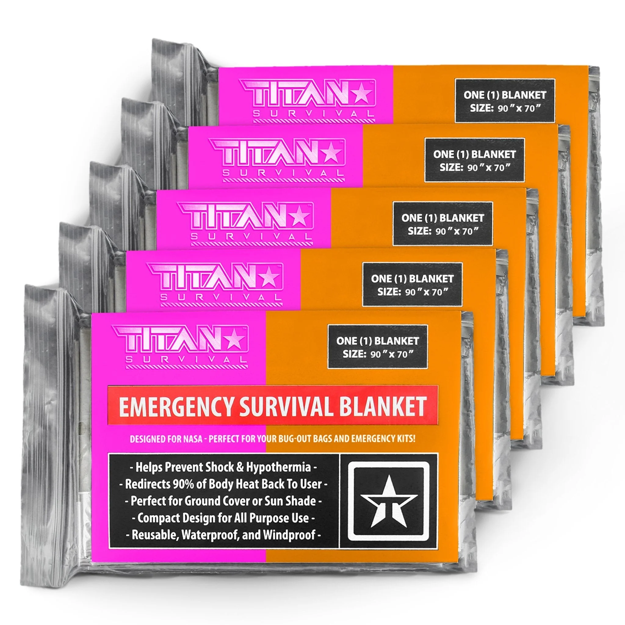 XL Emergency Survival Blankets, 5-Pack - Image 2